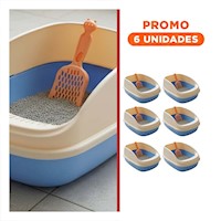 Pack6 Arca de Arena Amplia con Pala y Bordes Altos 49,5x24x39cm Celeste Y+Regalo Sticker